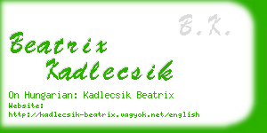 beatrix kadlecsik business card